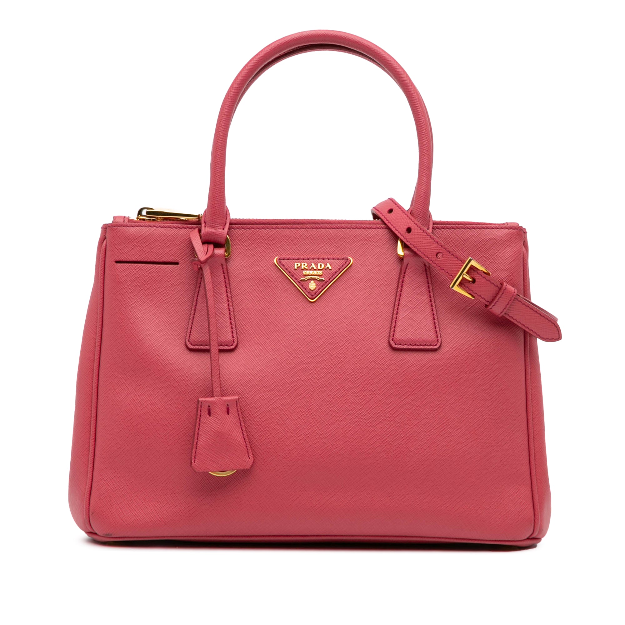 Small Saffiano Lux Galleria Double Zip Satchel