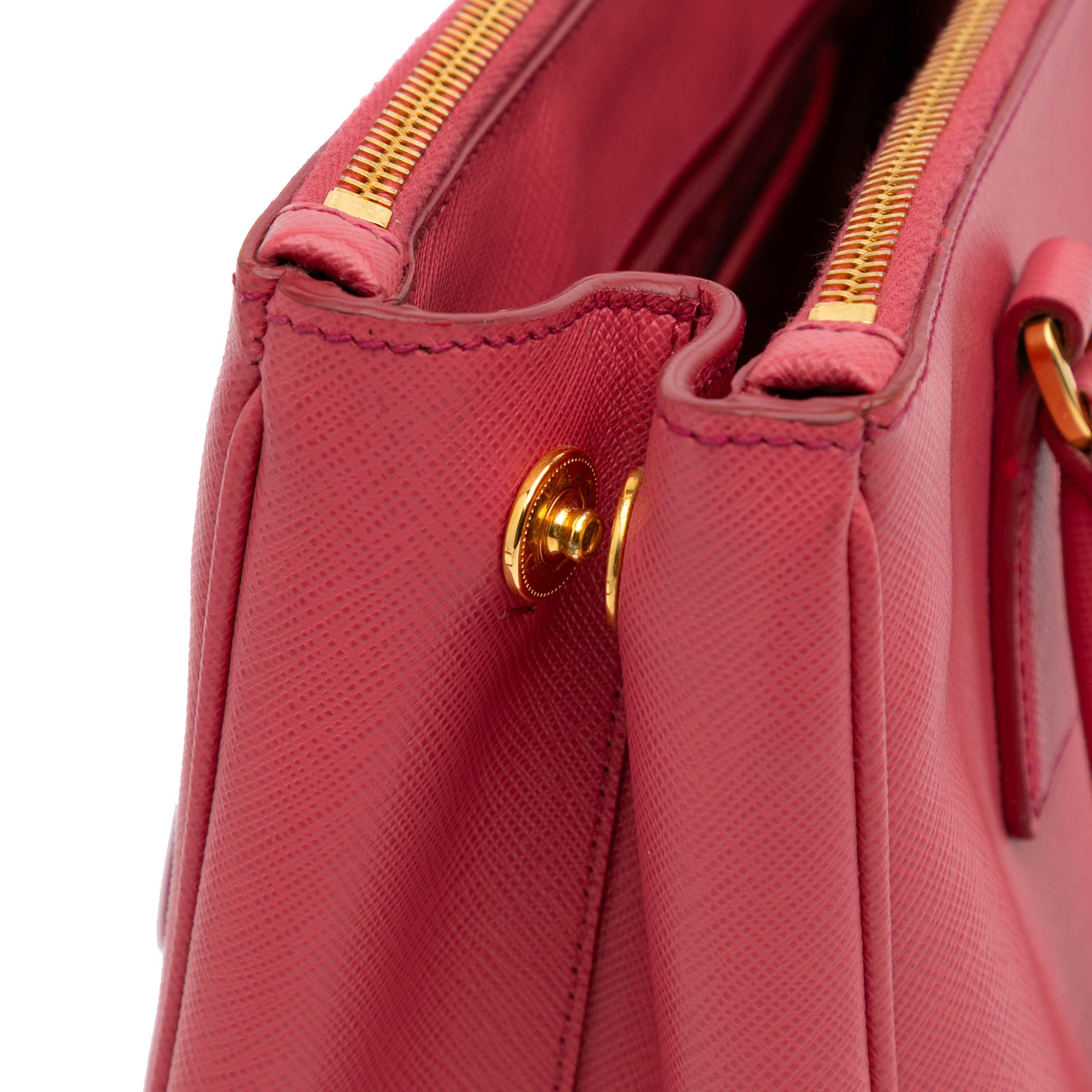 Small Saffiano Lux Galleria Double Zip Satchel