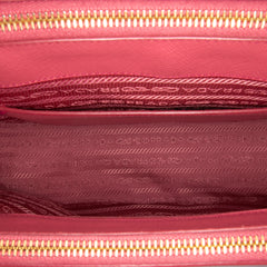 Small Saffiano Lux Galleria Double Zip Satchel