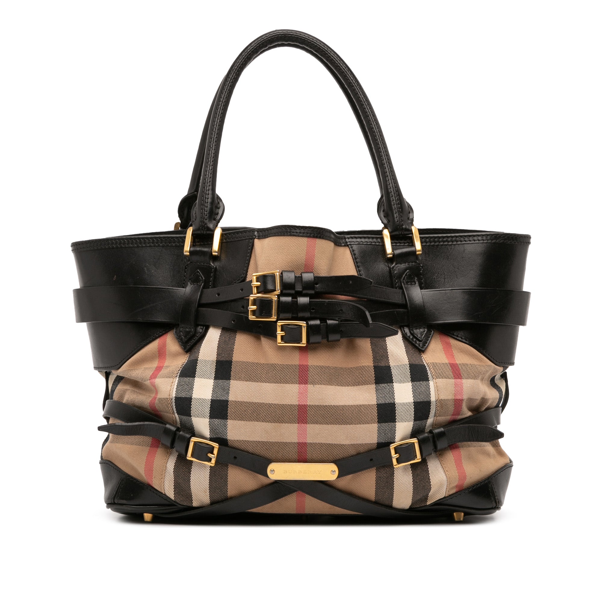 Medium House Check Canvas and Leather Bridle Lynher Tote