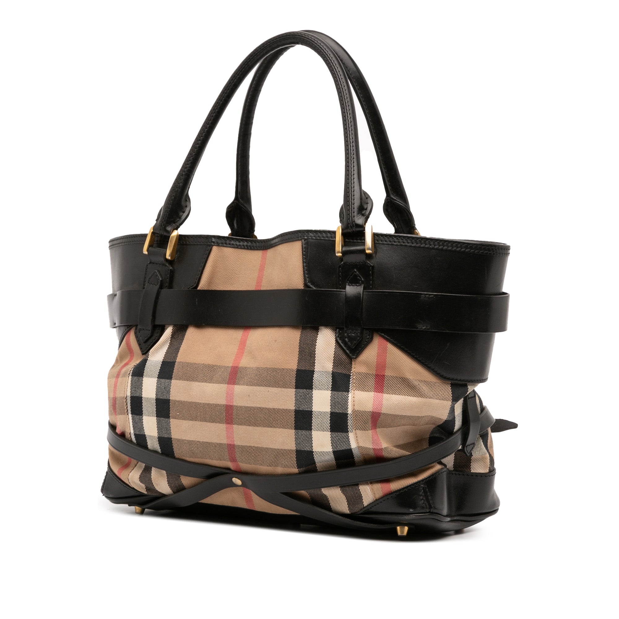 Medium House Check Canvas and Leather Bridle Lynher Tote