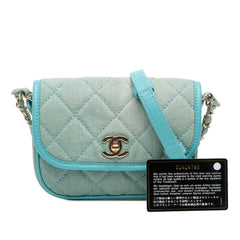 Mini CC Quilted Denim Messenger Flap