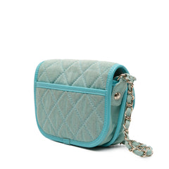 Mini CC Quilted Denim Messenger Flap