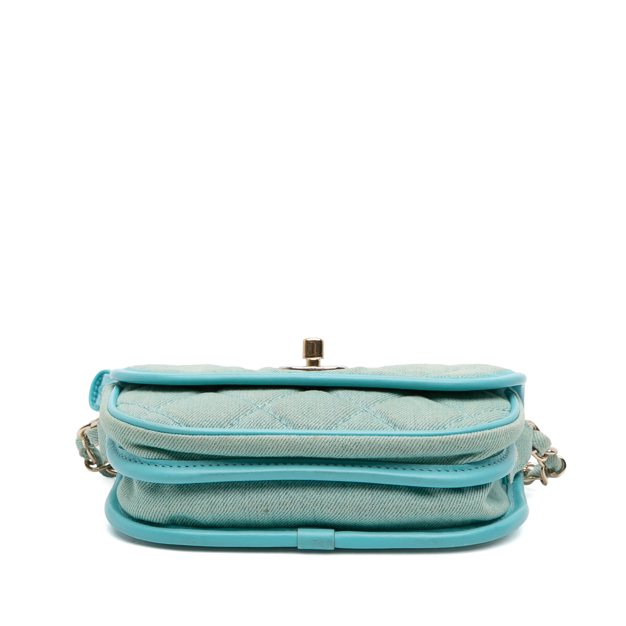 Mini CC Quilted Denim Messenger Flap
