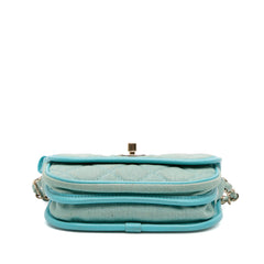 Mini CC Quilted Denim Messenger Flap
