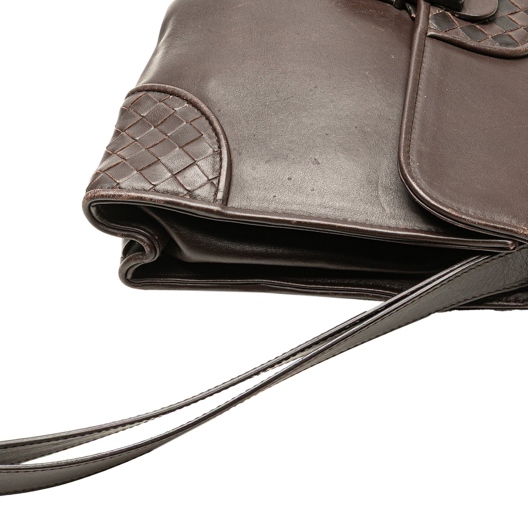 Intrecciato Trimmed Leather Clutch