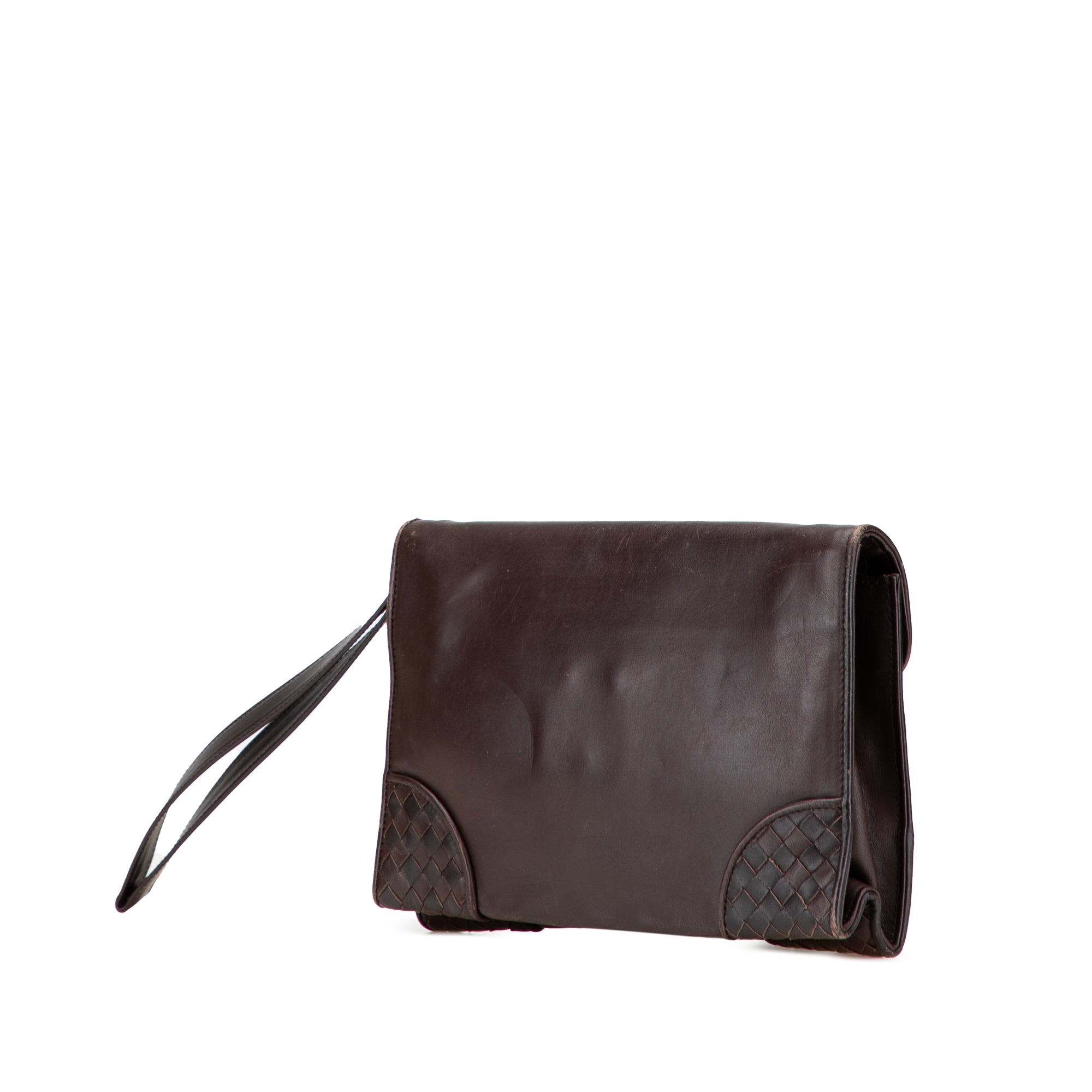 Intrecciato Trimmed Leather Clutch