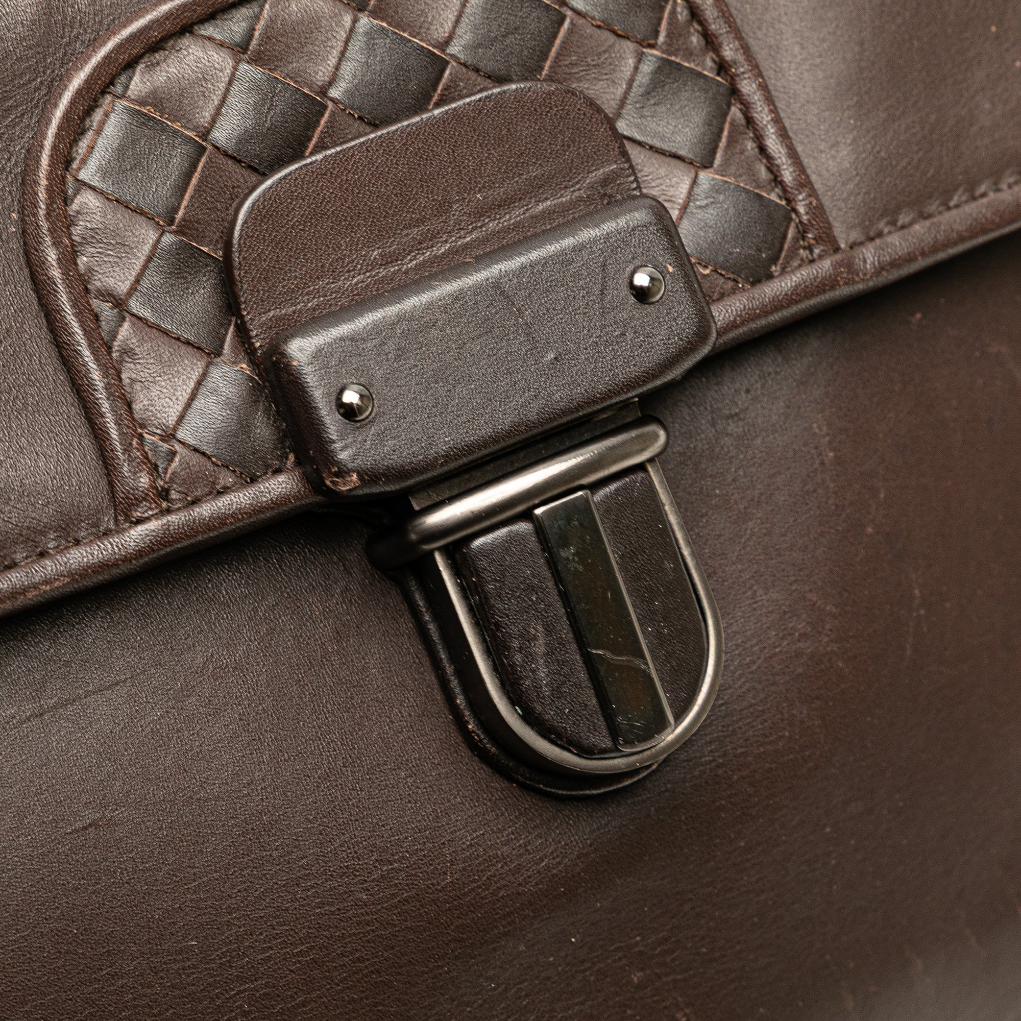 Intrecciato Trimmed Leather Clutch