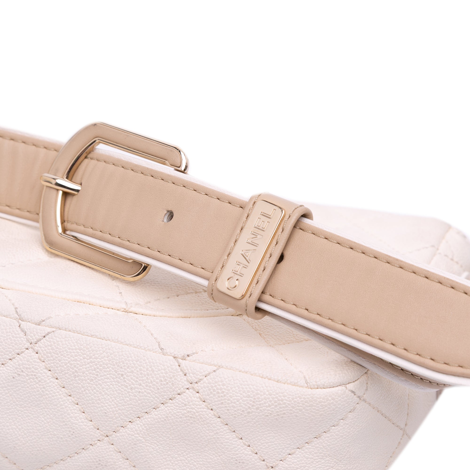 Medium CC Quilted Caviar Buckle Strap Messenger Bag