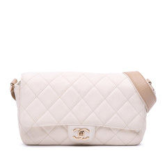 Medium CC Quilted Caviar Buckle Strap Messenger Bag