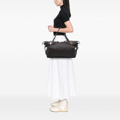 Large Pebbled Calfskin Bamboo Bar Tote