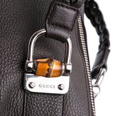 Large Pebbled Calfskin Bamboo Bar Tote
