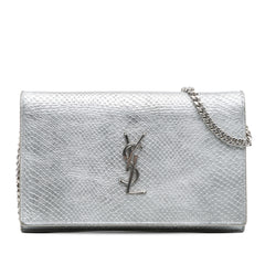 Metallic Python Embossed Leather Monogram Kate Wallet on Chain
