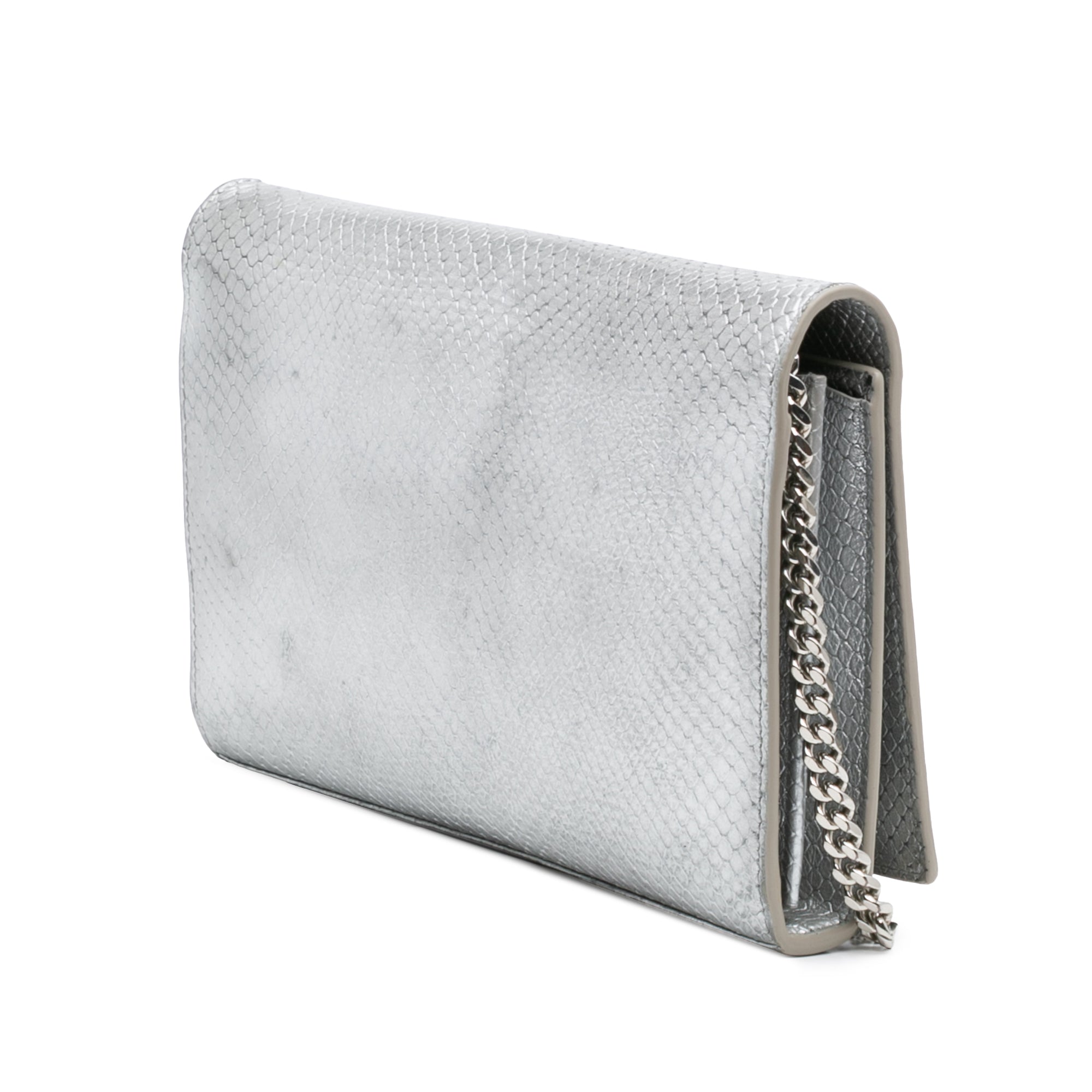 Metallic Python Embossed Leather Monogram Kate Wallet on Chain