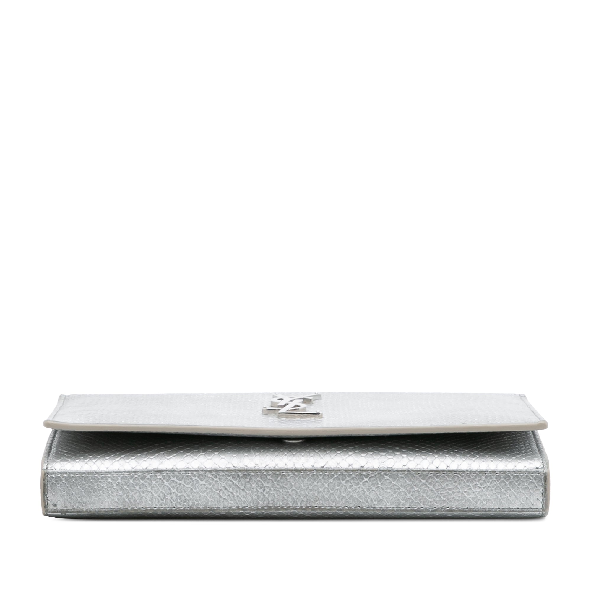 Metallic Python Embossed Leather Monogram Kate Wallet on Chain