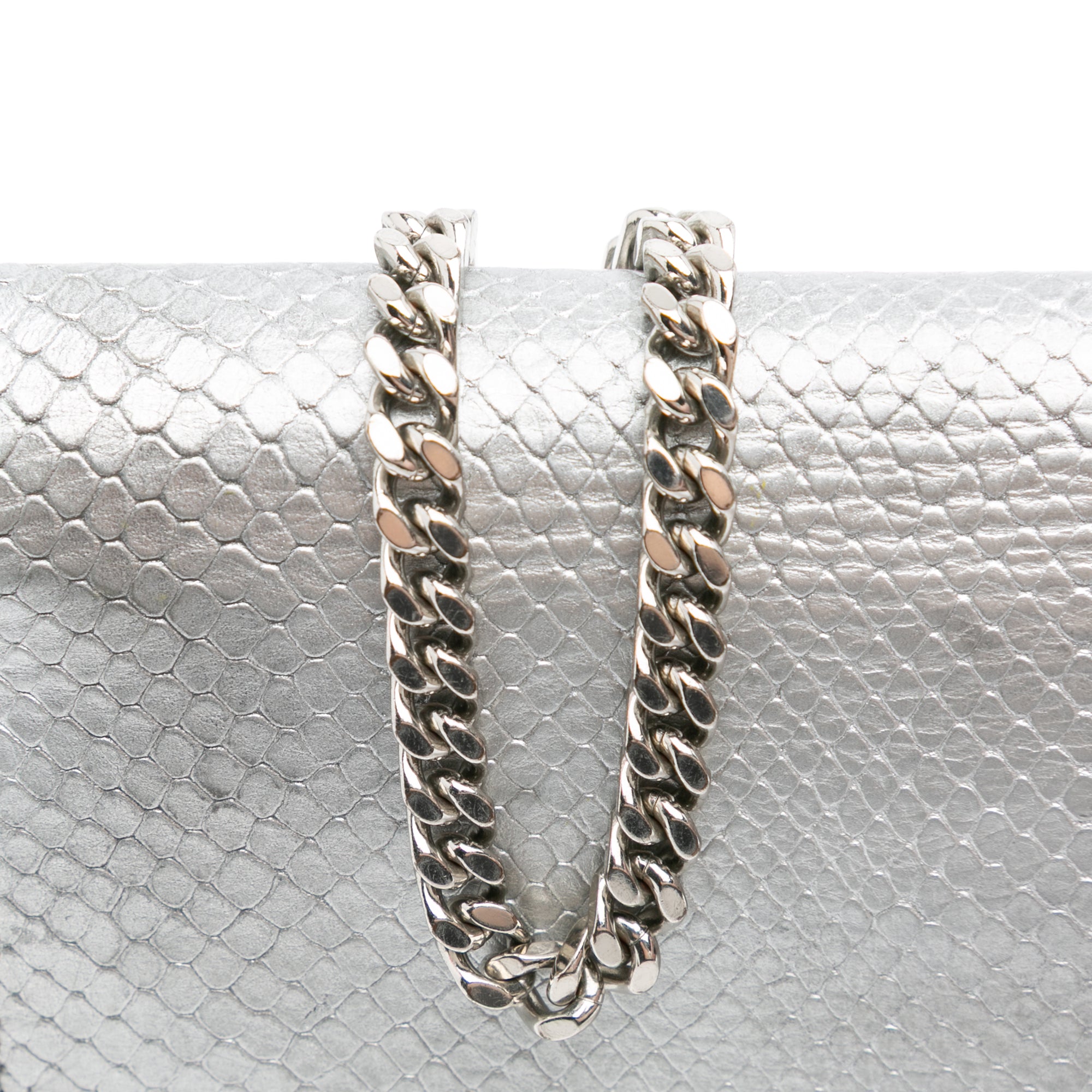 Metallic Python Embossed Leather Monogram Kate Wallet on Chain
