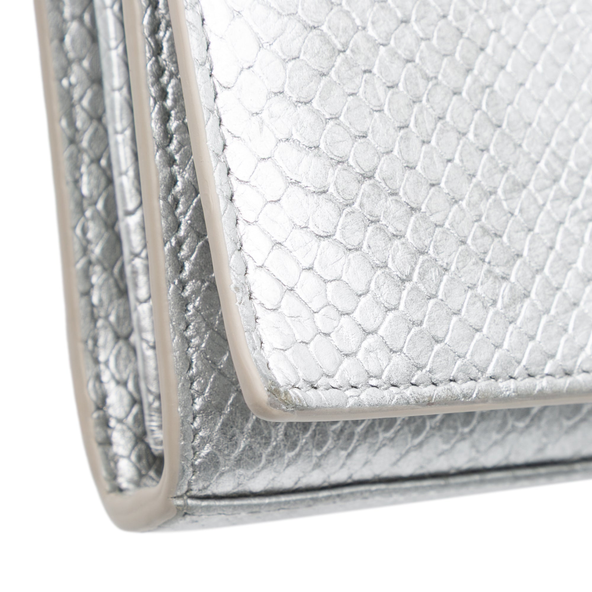 Metallic Python Embossed Leather Monogram Kate Wallet on Chain