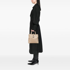 House Check Trimmed Grainy Calfskin Horn Toggle Tote