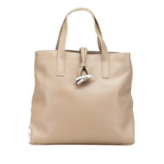 House Check Trimmed Grainy Calfskin Horn Toggle Tote