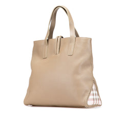 House Check Trimmed Grainy Calfskin Horn Toggle Tote