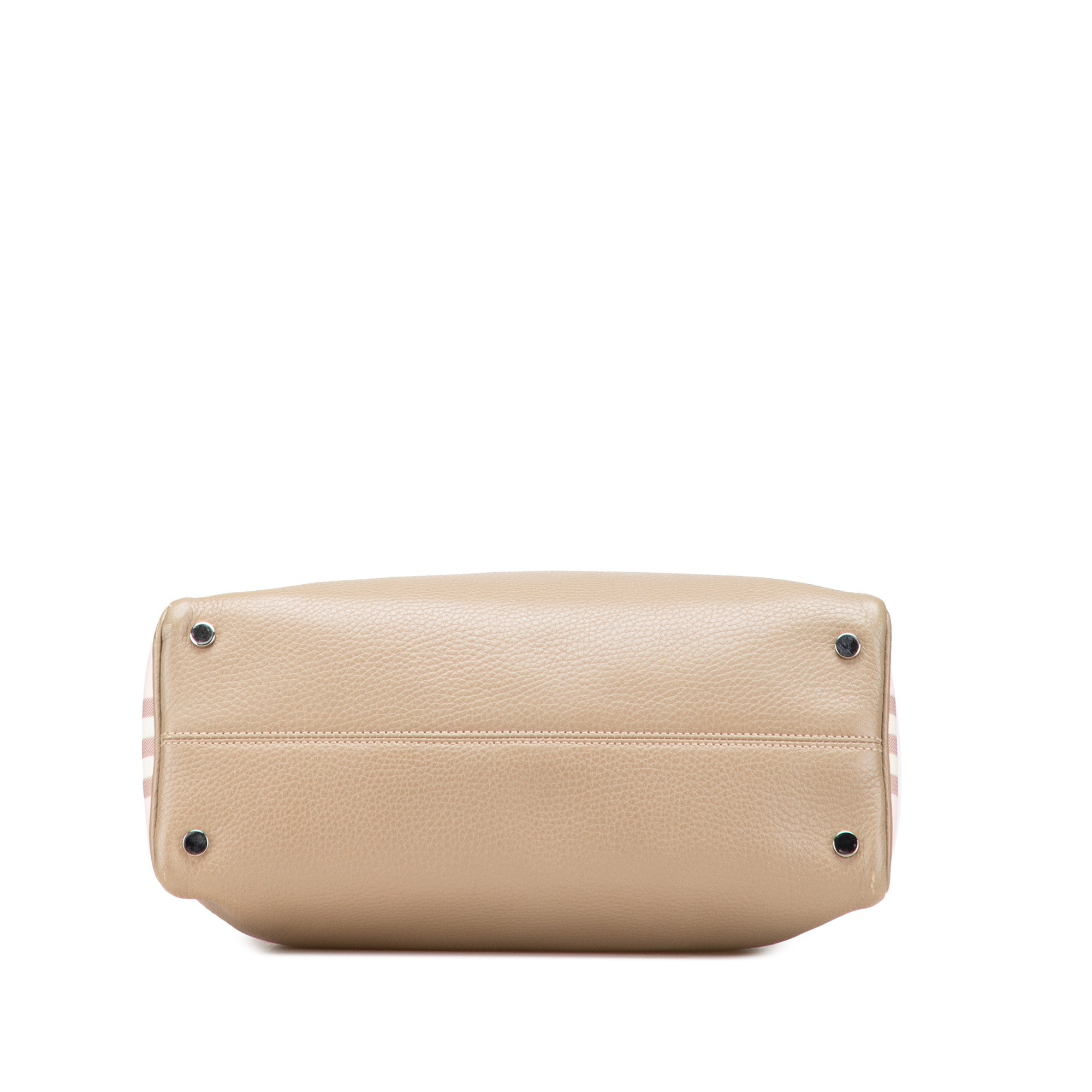 House Check Trimmed Grainy Calfskin Horn Toggle Tote