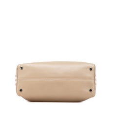 House Check Trimmed Grainy Calfskin Horn Toggle Tote