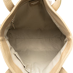 House Check Trimmed Grainy Calfskin Horn Toggle Tote