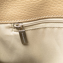 House Check Trimmed Grainy Calfskin Horn Toggle Tote