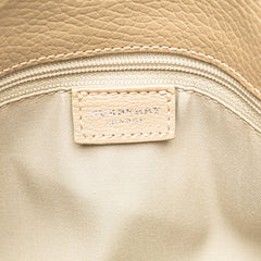 House Check Trimmed Grainy Calfskin Horn Toggle Tote