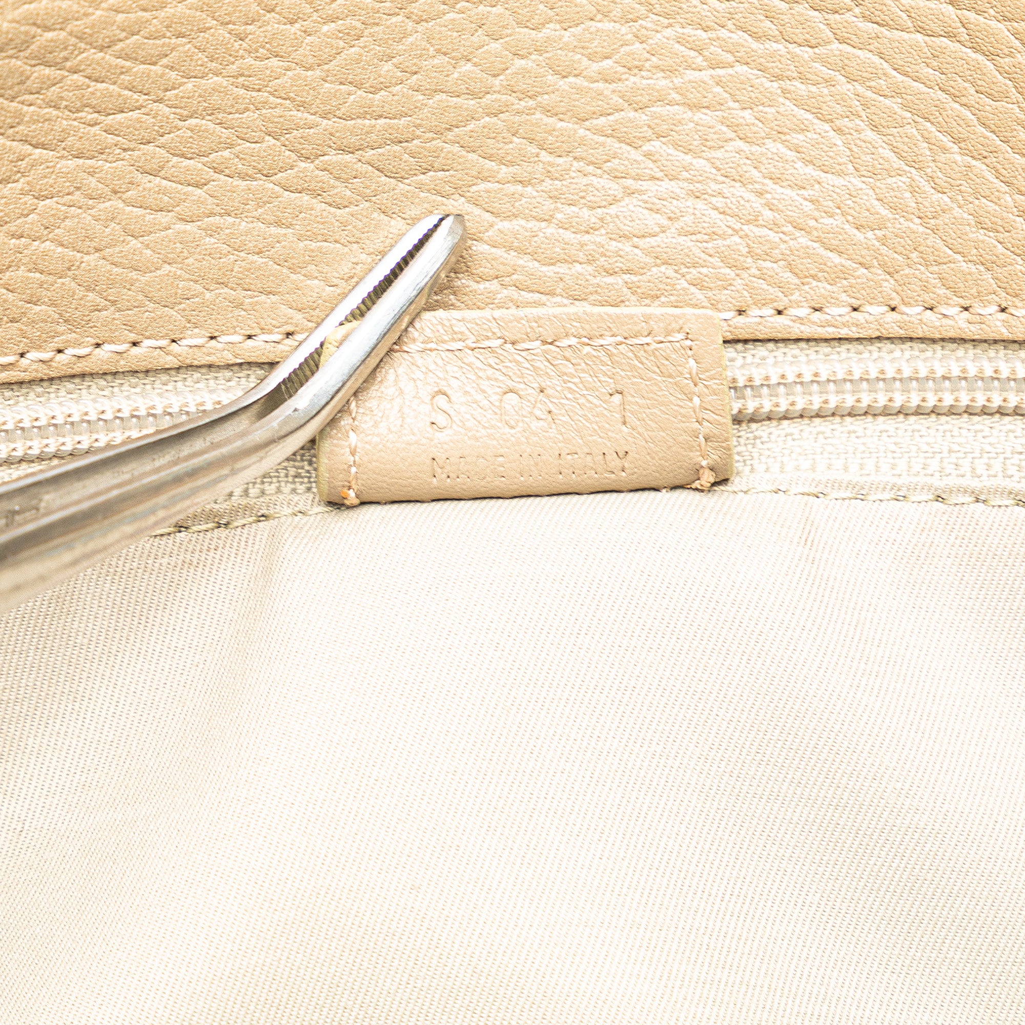 House Check Trimmed Grainy Calfskin Horn Toggle Tote
