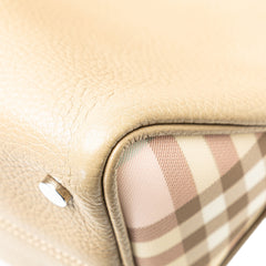 House Check Trimmed Grainy Calfskin Horn Toggle Tote