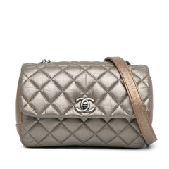 Mini Quilted Metallic Calfskin Lady Pearly Flap