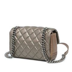 Mini Quilted Metallic Calfskin Lady Pearly Flap