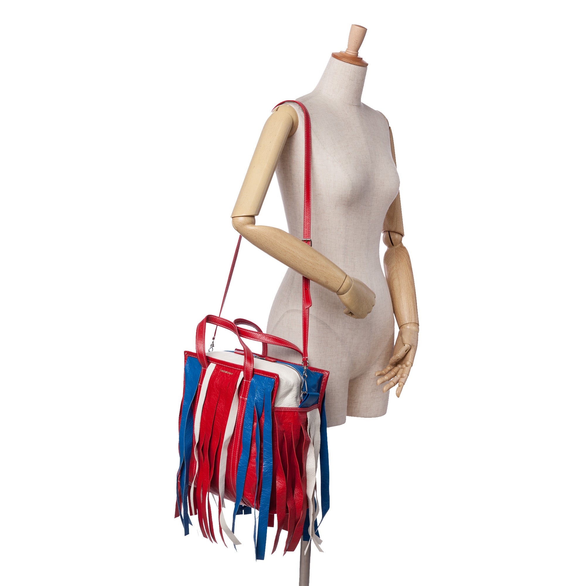 S Lambskin Fringe Bazar Shopper Satchel