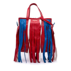 S Lambskin Fringe Bazar Shopper Satchel