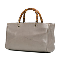 Medium Leather Bamboo Shopper