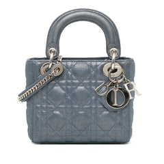 Mini Metallic Lambskin Cannage Lady Dior