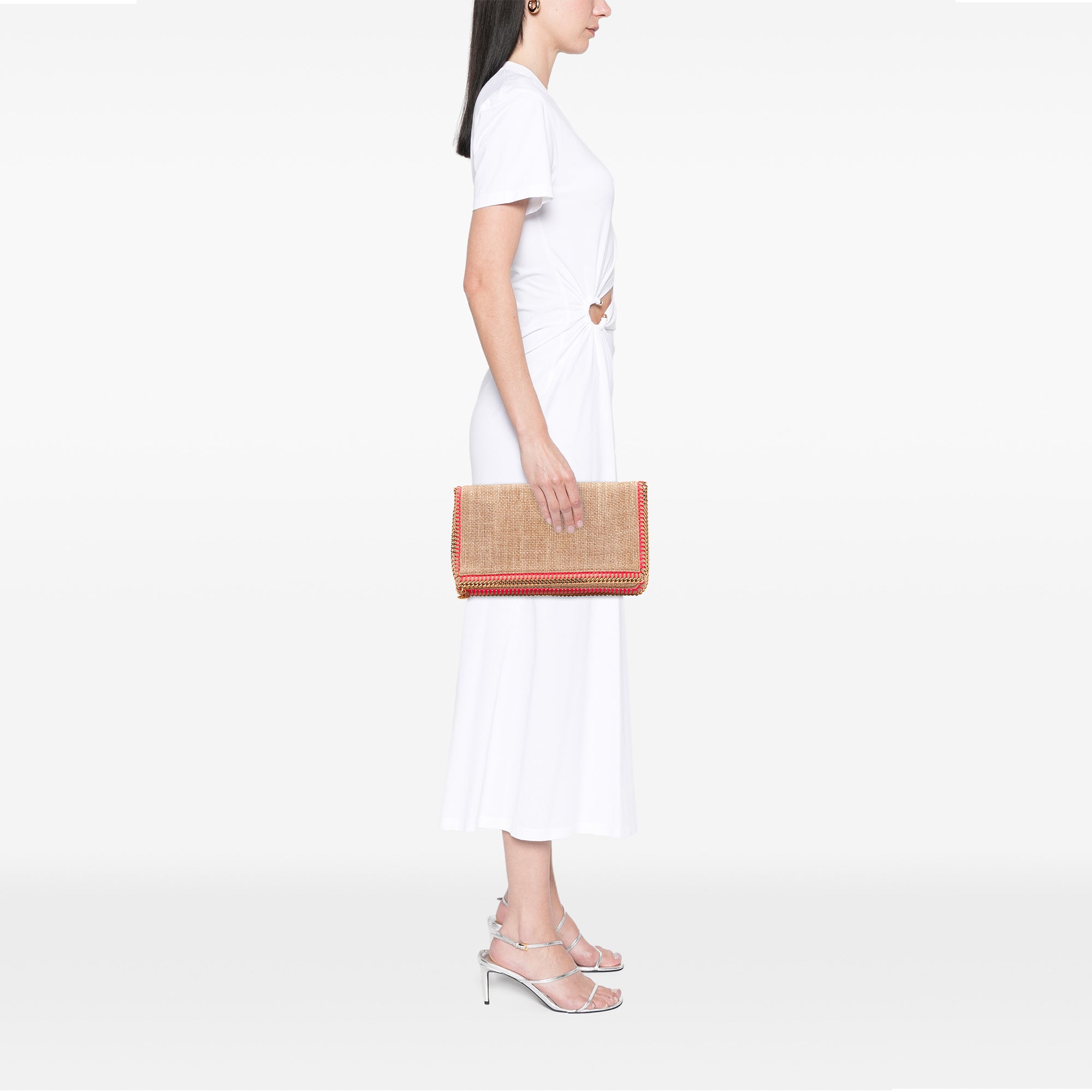 Raffia Falabella Fold Over Clutch
