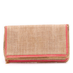 Raffia Falabella Fold Over Clutch