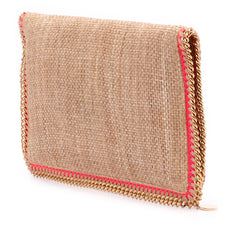 Raffia Falabella Fold Over Clutch