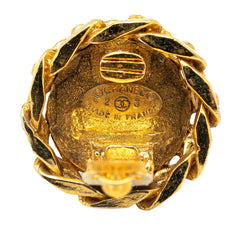 Gold Plated Rhinestone CC Clip On Earrings