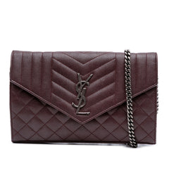 Sheepskin Triquilt Monogram Envelope Wallet on Chain