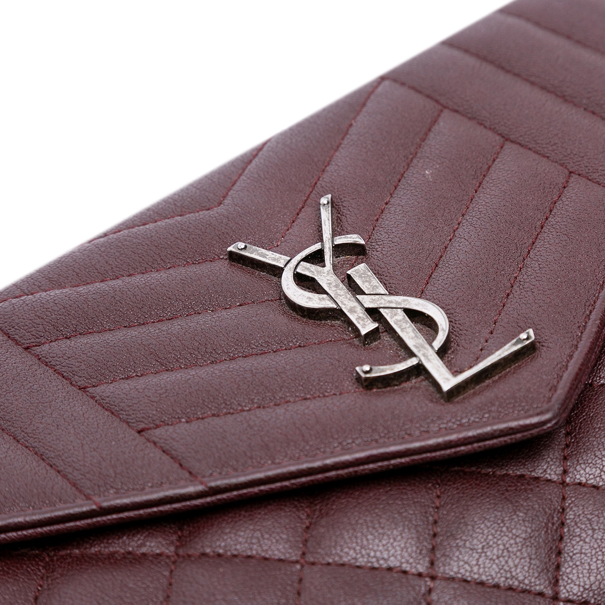 Sheepskin Triquilt Monogram Envelope Wallet on Chain