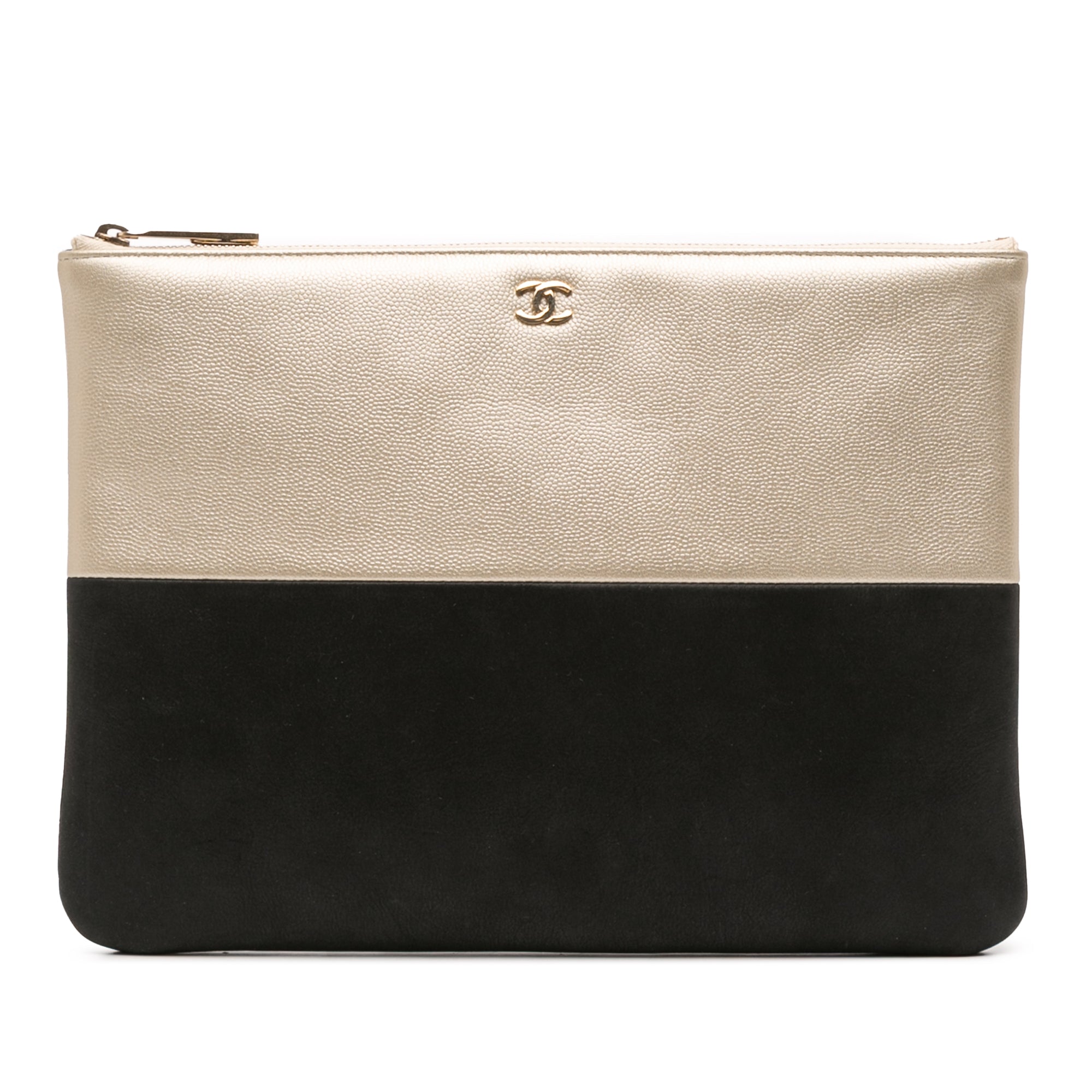 Medium Bicolor Caviar and Iridescent Calfskin O Case Clutch
