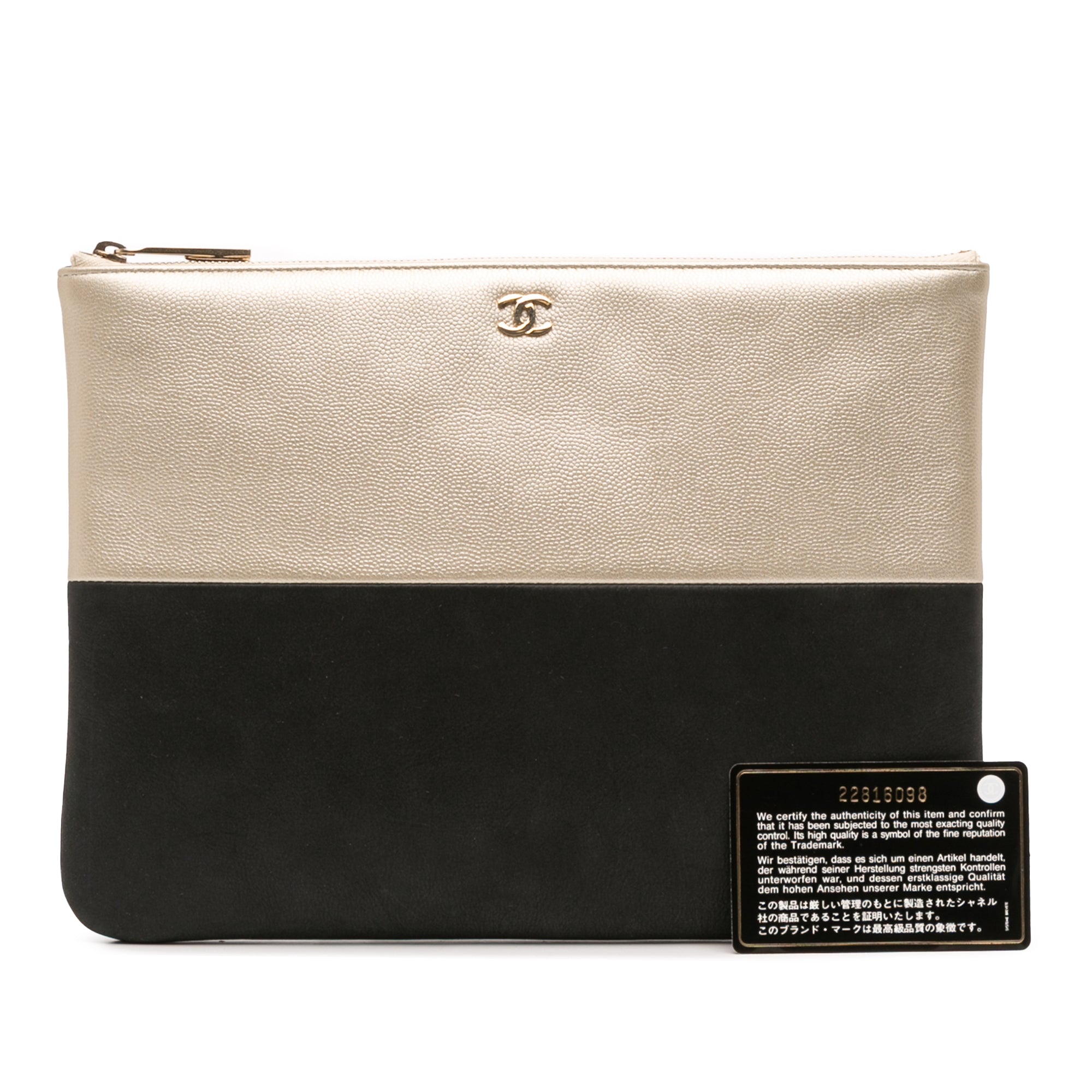Medium Bicolor Caviar and Iridescent Calfskin O Case Clutch