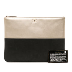 Medium Bicolor Caviar and Iridescent Calfskin O Case Clutch
