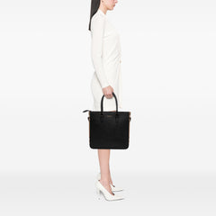 Leather and House Check Satchel