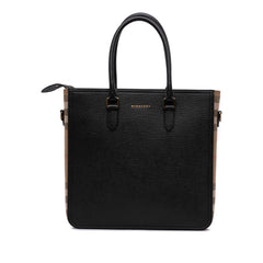 Leather and House Check Satchel