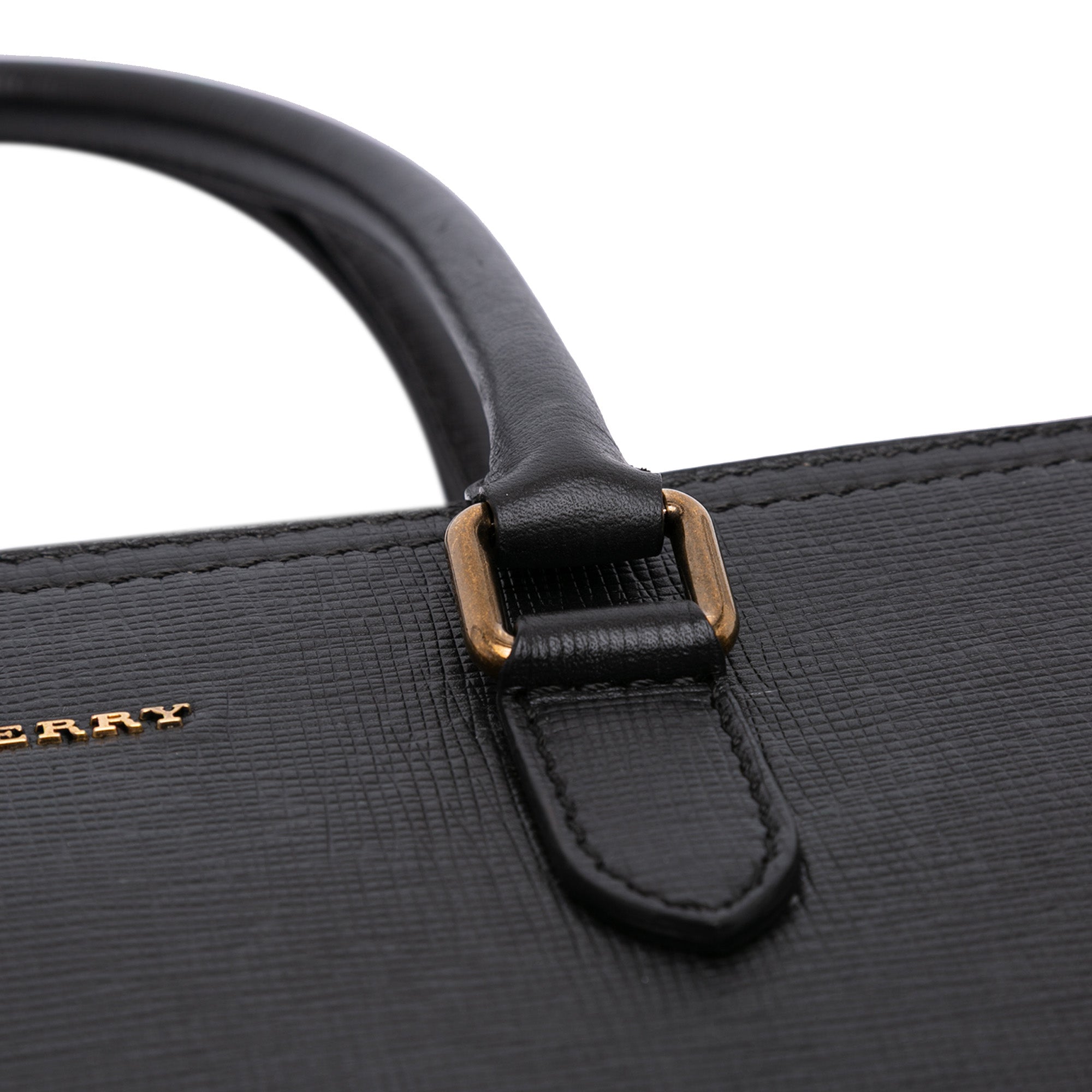 Leather and House Check Satchel