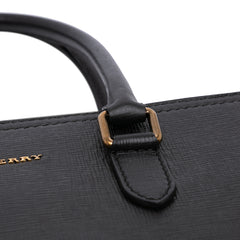 Leather and House Check Satchel
